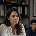 Como é feito um divórcio consensual com filho menor? 3 Casal em reunião com advogado para tratar de divórcio, enquanto os filhos aparecem ao fundo, transmitindo um contexto familiar delicado e informativo